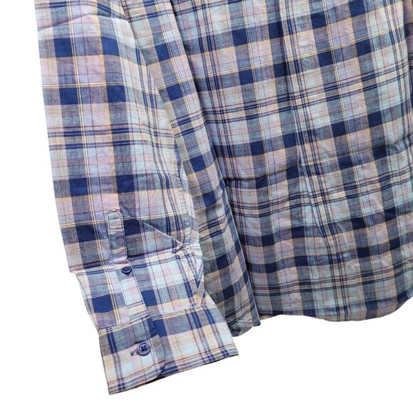 Goodthreads Women's Plaid Washed Button-UpShirt Blue Long Sleeve Size Medium - Picture 7 of 14